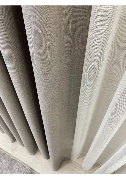 Keten Taş Rengi 1/3 Sık Pile Kalın Tek Kanat Fon Perde fiyatları