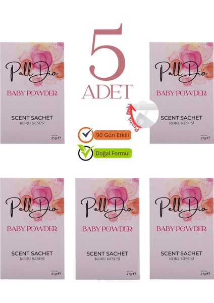 5'li Bebek Pudrası Dolap Ayakkabılık ve Çekmece Parfümlü Kese Kokusu Oda Koku Kesesi
