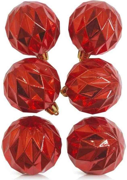 Yılbaşı & Özel Günler 5 cm Süs Topları 6 Ad Desenli Kırmızı