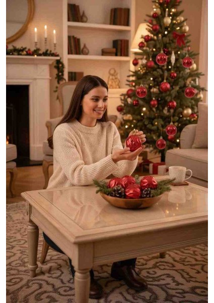 Yılbaşı & Özel Günler 5 cm Süs Topları 6 Ad Desenli Kırmızı fiyatları