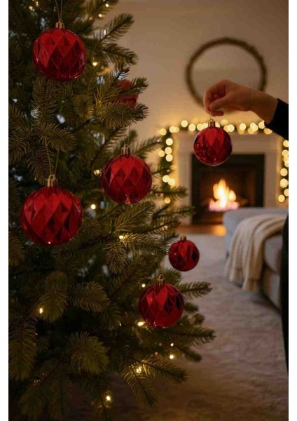 Yılbaşı & Özel Günler 5 cm Süs Topları 6 Ad Desenli Kırmızı modelleri