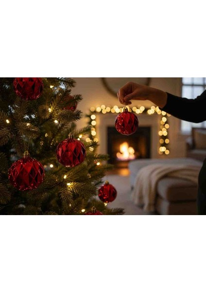 Yılbaşı & Özel Günler 5 cm Süs Topları 6 Ad Desenli Kırmızı fırsatları