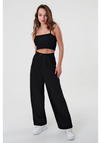 Kadın Zr Model Siyah Yüksek Bel Palazzo Pantolon - 10761 fiyatları