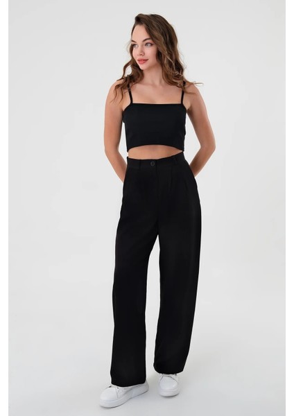 Kadın Zr Model Siyah Yüksek Bel Palazzo Pantolon - 10761 fırsatları