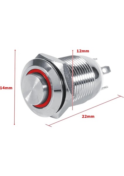 12 mm Halka Ledli Metal Kalmasız Yaylı Buton IP65 Kırmızı fiyatları