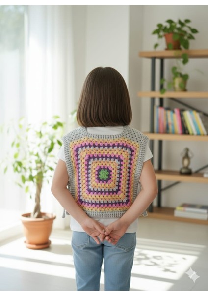 El Yapımı Motifli Çocuk Süveter 3-4 Yaş