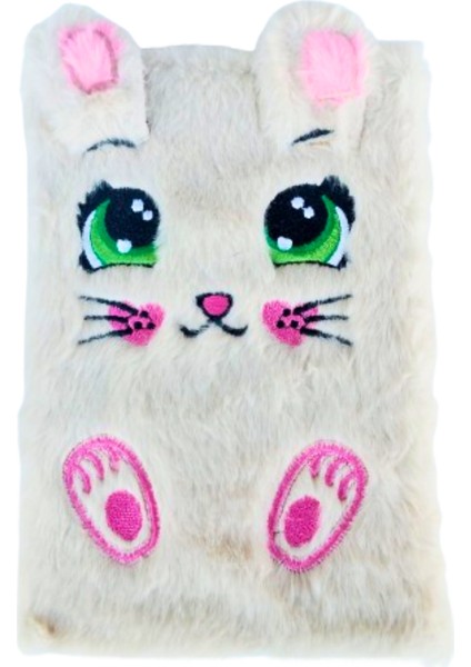 Hediyelik Peluş Kaplamalı Hatıra Günlük Defteri 80 Yaprak Çizgili A5 Boy Bej