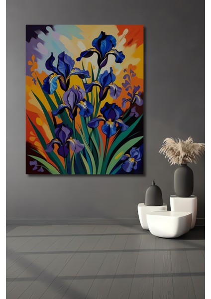 Canlı Renkler Sümbül Tual Baskı Modern Sanat Tablo Dikdörtgen Tablo