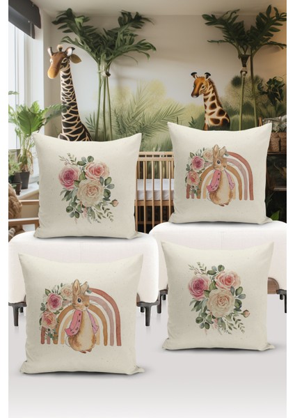 4'lü Kırlent Kılıf Seti Çocuk Bebek Odası Dijital Baskılı