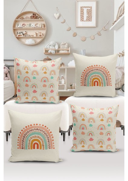 4'lü Kırlent Kılıf Seti Çocuk Bebek Odası Dijital Baskılı