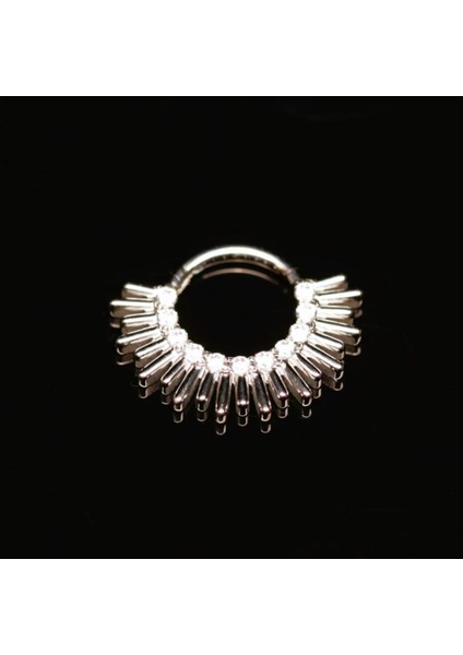 Yüksek Kalite G23 Titanium Zirkon 8mm x 1.2mm Titanyum Kilitli Halka Piercing