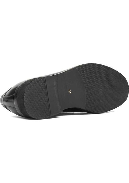 Erkek Siyah Bağcıklı Deri Klasik Ayakkabı