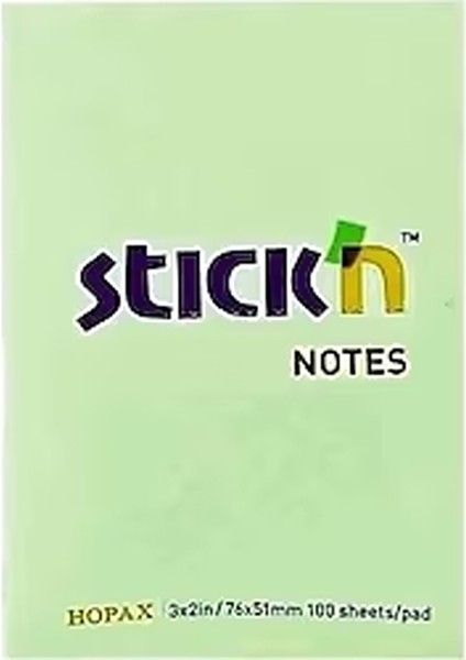 Hopax Stıckn Yapışkanlı Not Kağıdı 100 Yp 76X51 Pastel Yeşil (12 Adet) 21147