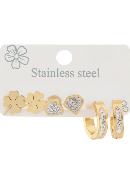 Çelik Altılı Küpe Gold