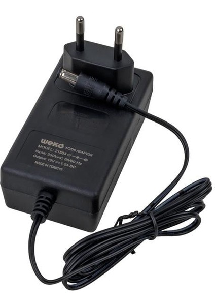 12 Volt - 1.5 Amper 5.5*2.5 Uçlu Yerli Üretim Plastik Kasa Priz Tipi Adaptör modelleri