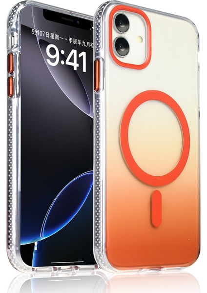 Apple iPhone 11 Uyumlu M-Safe Şarj Özellikli Transparan Renk Geçişli Kılıf