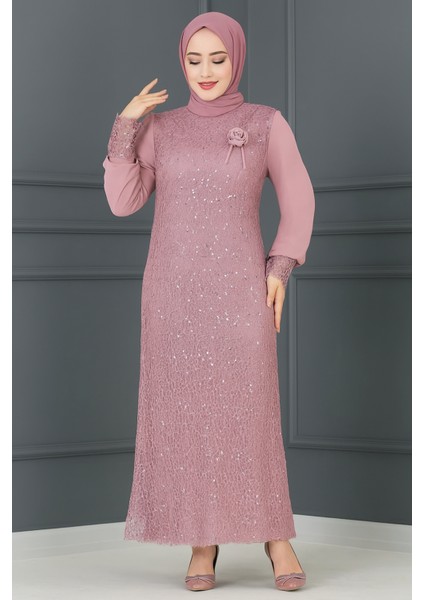 Maya Bella Şifon Pul Payetli Tesettür Abiye