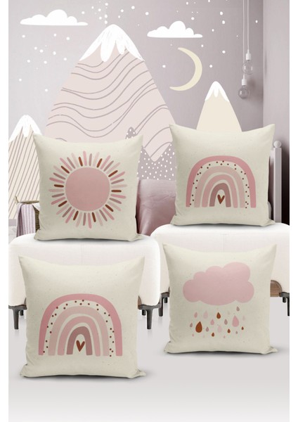 4'lü Kırlent Kılıf Seti Çocuk Bebek Odası Dijital Baskılı