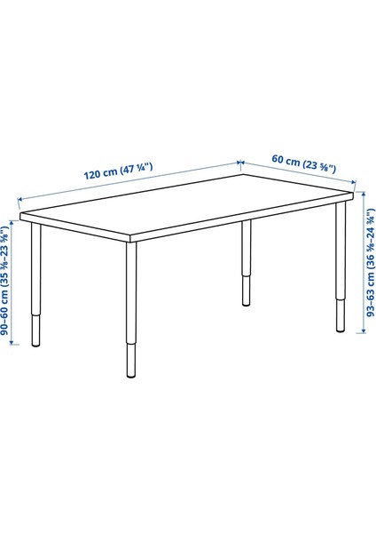 Lagkapten / Olov Çalışma Masası Venge Beyaz 120 x 60 cm fiyatları