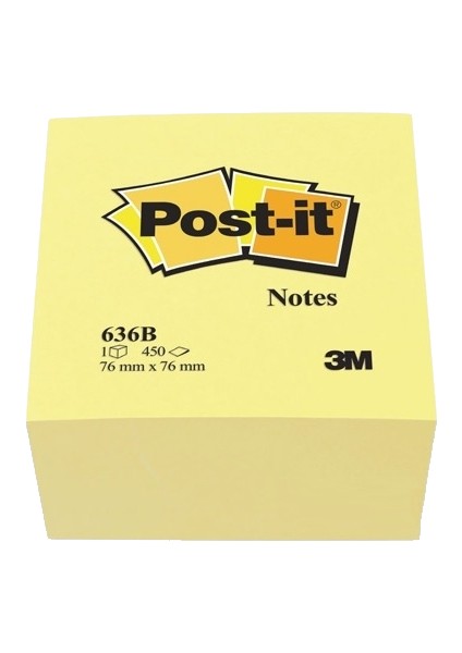 Post-It Yapışkanlı Not Kağıdı Küp 450 Yp 76X76 Sarı 636-B