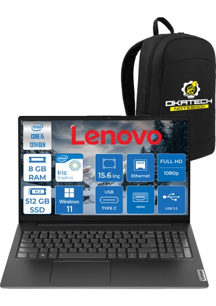 V15 G4 INTEL i5 -13420H 8 GB DDR4 512GB NVM SSD 15.6 ” FHD WİN11PRO NOTEBOOK + OKATECH ÇANTA
