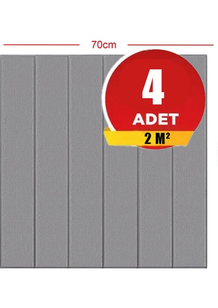 4 Adet, 70X70CM 0,50M² 3D Dekoratif Antrasit Lambri Görünüm Kendinden Yapışkanlı Duvar Kağıdı Kaplama Panel Köpük -AD02