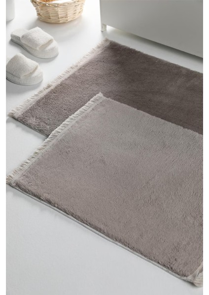 Vizon Cloudy 2li Saçaklı Dekoratif Peluş Kaymaz Taban Yıkanabilir Banyo Paspası