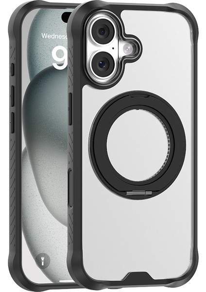 iPhone 17 Uyumlu Kılıf M-Safeli Parmak Ring Standlı Airbagli Mutural Obsidian Serisi Kapak Siyah