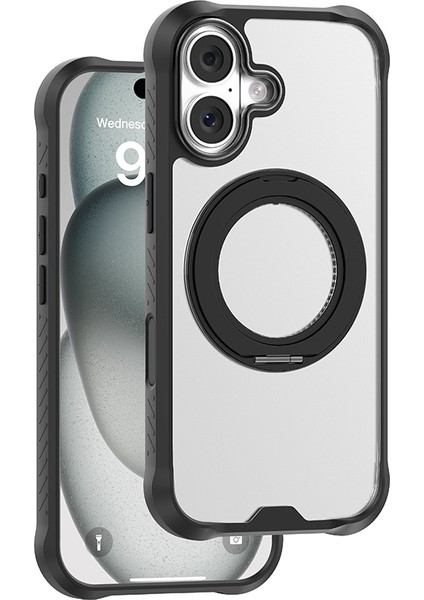 iPhone 17 Uyumlu Kılıf M-Safeli Parmak Ring Standlı Airbagli Mutural Obsidian Serisi Kapak Siyah fiyatları