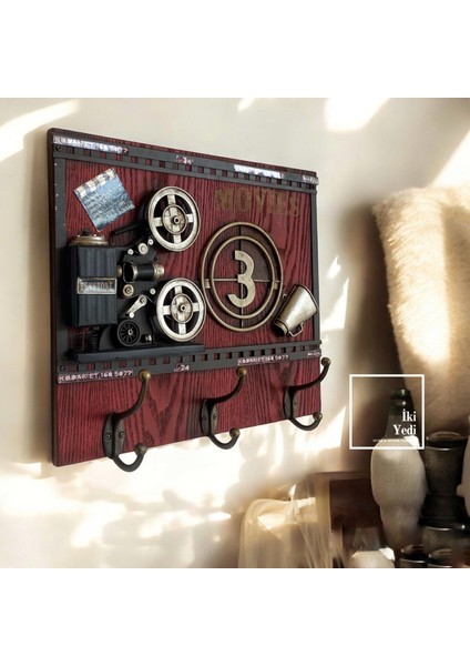Sinemaskop Retro Sinema Temalı Duvar Askılığı – Film Makaralı Dekoratif Ceket ve Anahtarlık Askı fiyatları