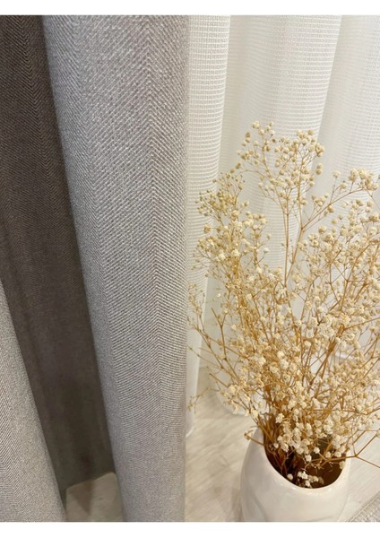 Keten Taş Rengi 1/2,5 Normal Pile Kalın Tek Kanat Fon Perde