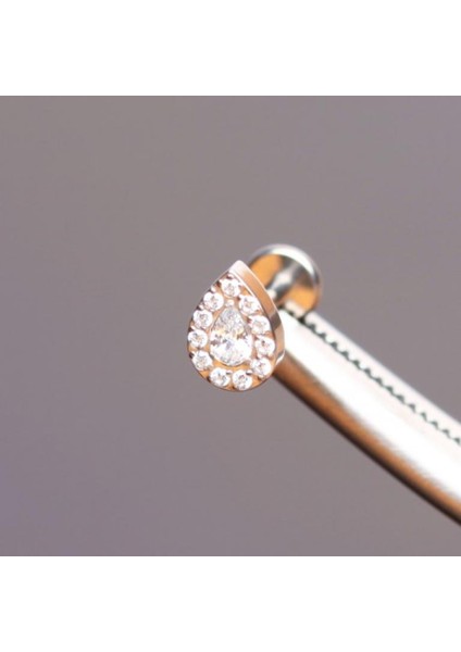 Yüksek Kalite G23 Titanium Damla Zirkon Titanyum 6x1.2mm Labret Piercing fiyatları