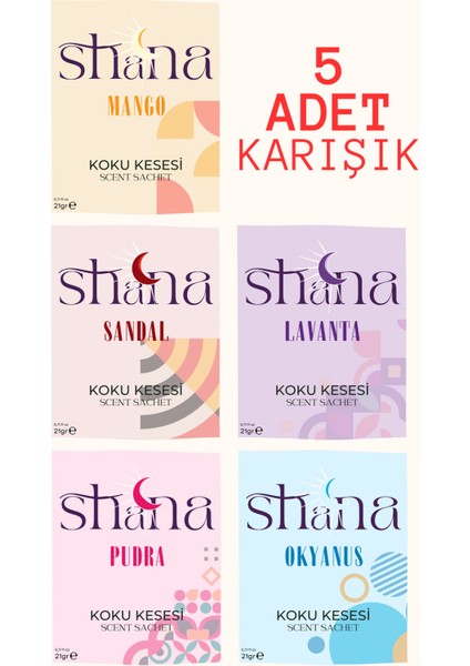 5'li Karışık Dolap Ayakkabılık ve Çekmece Parfümlü Kese Kokusu Oda Koku Kesesi-2