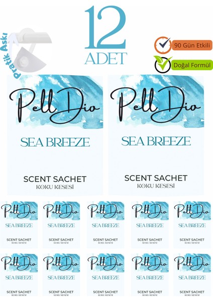 12'li Okyanus Esintisi Ayakkabılık Dolap ve Çekmece Parfümlü Kese Kokusu Oda Koku Kesesi