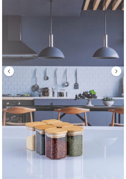 6 Adet Bambu Kapaklı Kare Baharatlık Borosilikat Cam Kavanoz Vakumlu Baharat Takımı (6X10 Cm) fiyatları