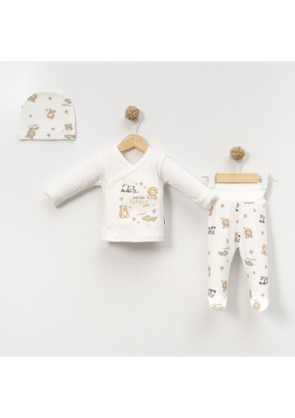 Panda ve Aslan Baskılı Askıda Zıbın Takım