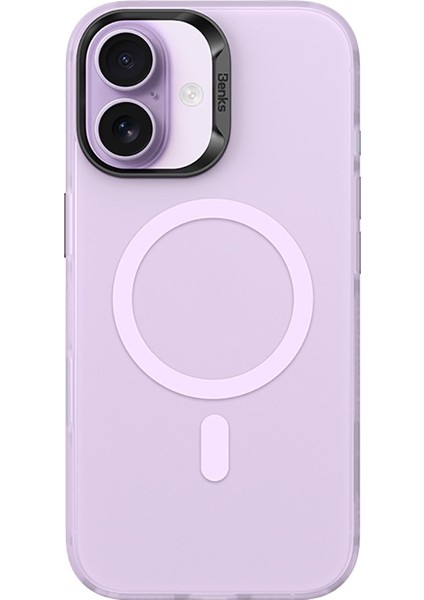 iPhone 17 Uyumlu Kılıf M-Safe Şarj Özellikli Benks Lucid Armor Magnetik Kapak Açık Mor