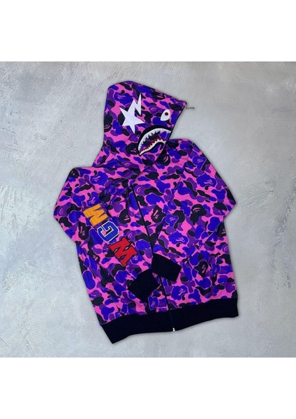 Çocuk Bape Pubg Tam Fermuarlı Kapuşonlu Hırka