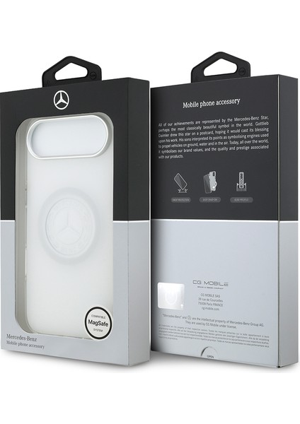 iPhone 17 Air Uyumlu Kılıf Mercedes Benz Lisanslı M-Safeli Buzlu Pc Nostaljik Yıldız Kapak Beyaz