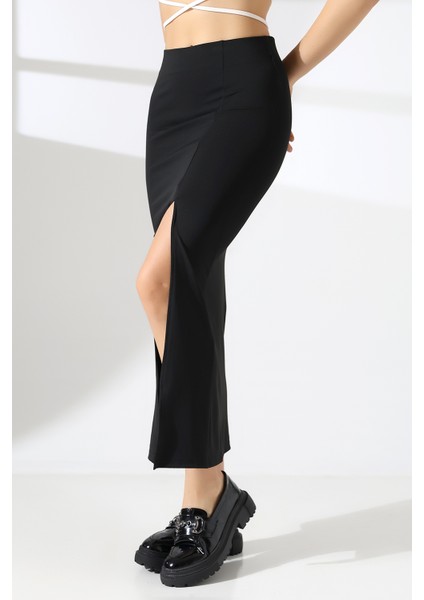 Dalgıç Kumaş Yırtmaçlı Uzun Etek