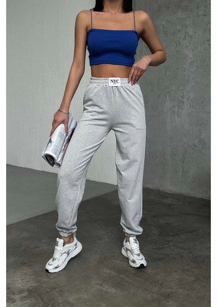 Rahatlığın Şıklığı Tarz Gri Paçası Lastikli Eşofman Altı ( Lisinya )