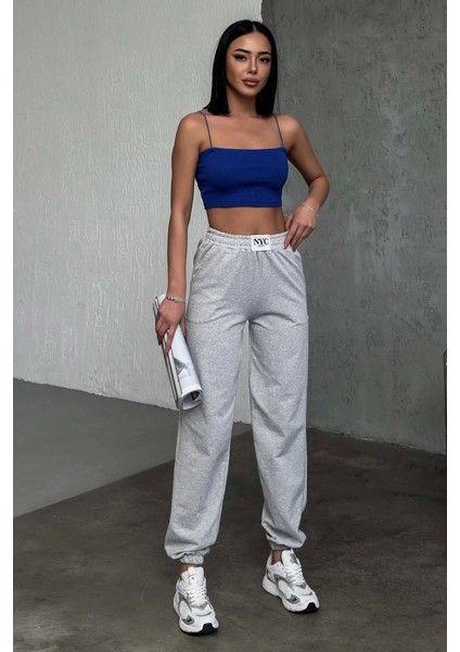 Rahatlığın Şıklığı Tarz Gri Paçası Lastikli Eşofman Altı ( Lisinya )