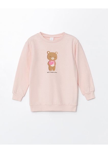 Yeni Sezon Bisiklet Yaka Uzun Kollu Baskılı Kız Bebek Sweatshirt modelleri