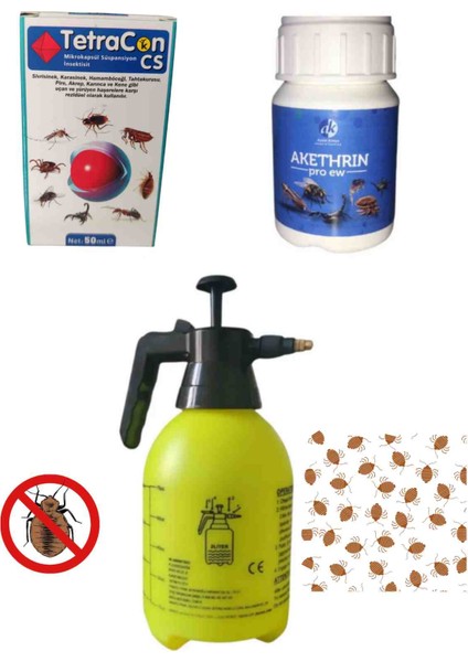 Tahtakurusu Ilaçlama Seti Tetracon Cs 50ML/AKETHRIN 50ML/2LT Ilaçlama Pomp.