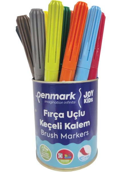 Süper Yıkanabilir Brush Uçlu Keçeli 18&apos;li Metal Kutu