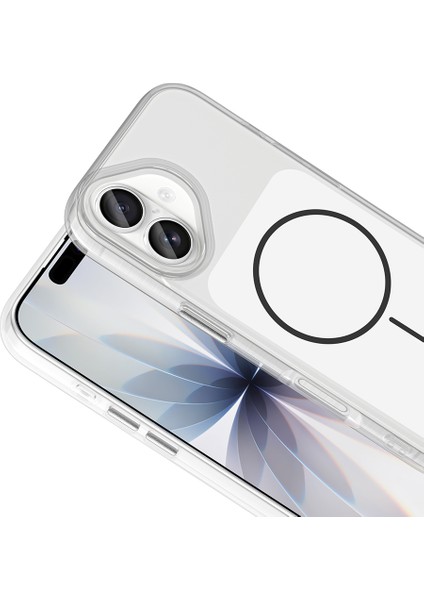 Joie Creatif iPhone 17 Kılıf M-Safe Şarj Özellikli Metal Buton Tasarımlı Zore Ikonik Sert Silikon Kapak - Gri