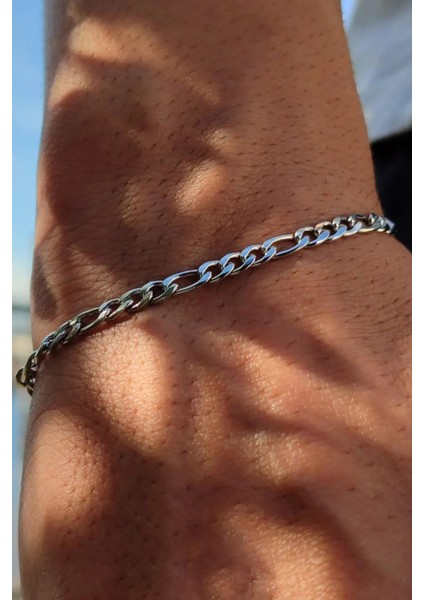 Paslanmaz Çelik Ince Figaro Spor Model Erkek Kadın Zincir Bileklik ECK55B-2 fiyatları