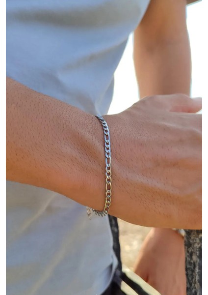 Paslanmaz Çelik Ince Figaro Spor Model Erkek Kadın Zincir Bileklik ECK55B-2 modelleri