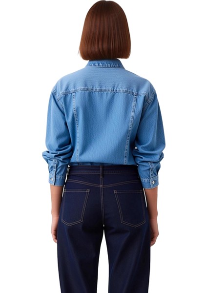 Kadın Uzun Kollu Denim Gömlek Bağlama Detaylı Casual Şıklık ve Konfor Fonksiyonel Kaliteli modelleri