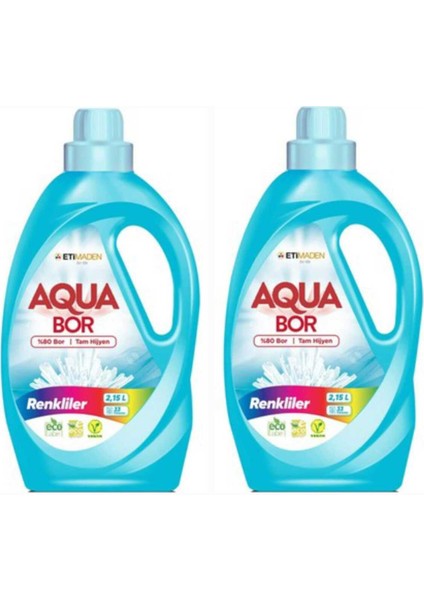 Aquabor Doğal Mineralli Sıvı Çamaşır Deterjanı Renkliler Için 2 Adet 66 Yıkama.